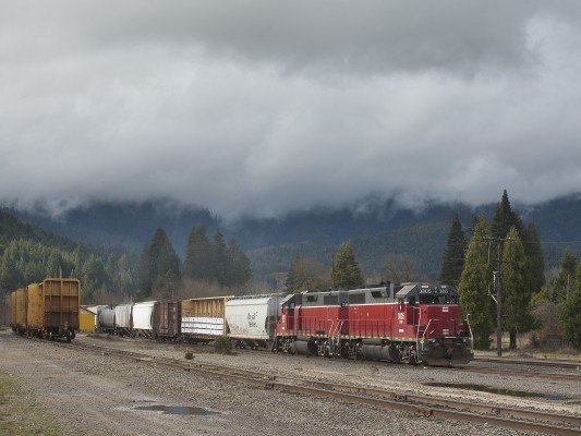 Central Oregon and Pacific freight train in Glendale, Oregon, on February 1, 2010.