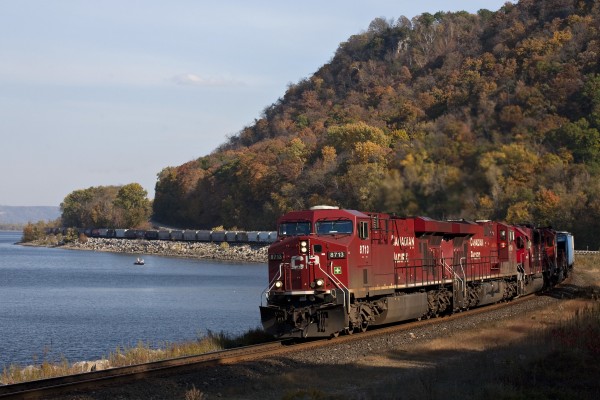 Canadian Pacific westbound freight train no. 283 at Maple Springs, Minnesota, on October 9, 2011.
