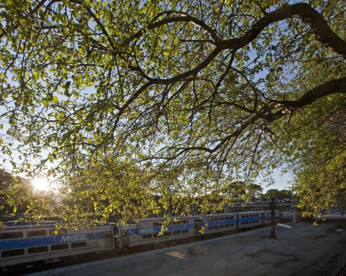 Outbound Metra Electric commuter train in Chicago on September 15, 2011.