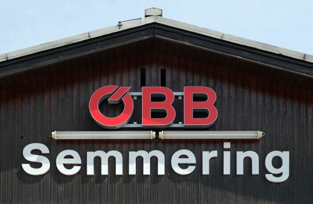 Austrian Federal Railway sign at Semmering Station.