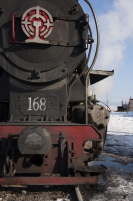 Huanan Forestry Railway C2-class 0-8-0 steam locomotive at Xiahua on November 27, 2005.