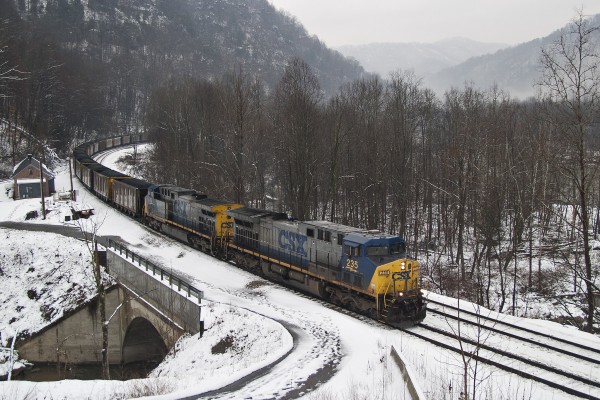 CSX eastbound coal train at Cotton Hill, West Virginia.